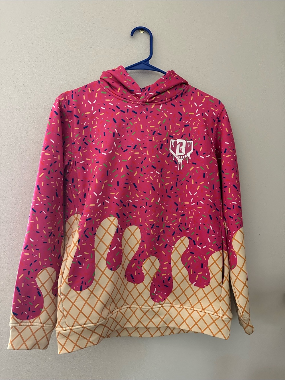 Kids Pink Ice Cream Drip Hoodie